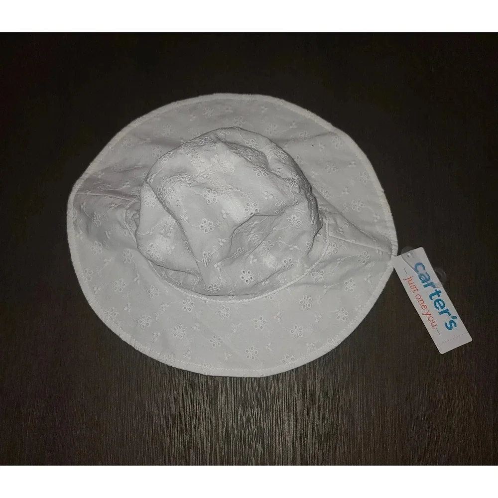 NEW BABY GIRLS CARTER'S‎ JUST ONE YOU WHITE EYELET SUN HAT SIZE 6-12 MONTHS